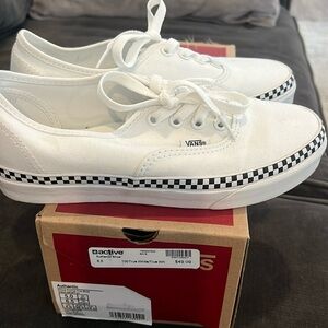 White vans with checkered trim worn 2-3 times